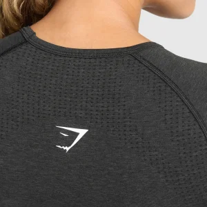 Online Gymshark Vital Seamless Scoop Neck Top BlackMarl