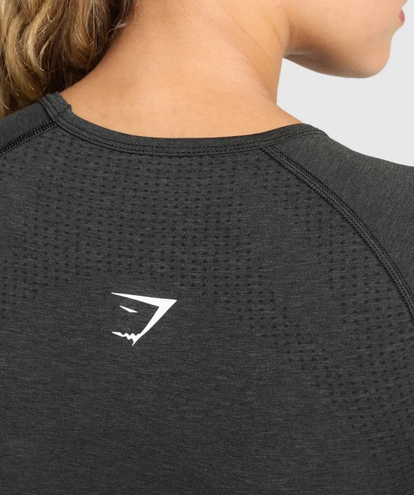 Online Gymshark Vital Seamless Scoop Neck Top BlackMarl