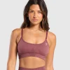 New Gymshark Vital Seamless Sports Bra BurgundyPink/Marl