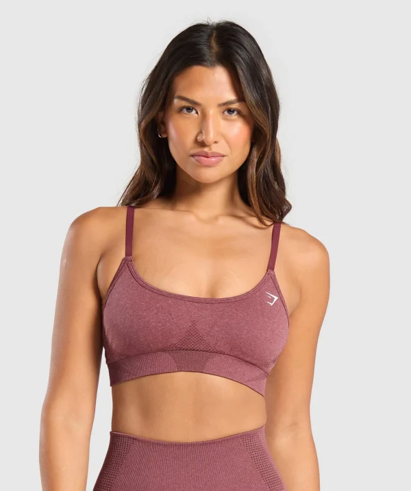 New Gymshark Vital Seamless Sports Bra BurgundyPink/Marl