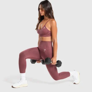 New Gymshark Vital Seamless Sports Bra BurgundyPink/Marl