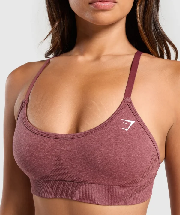 New Gymshark Vital Seamless Sports Bra BurgundyPink/Marl