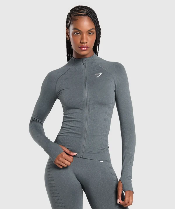 Clearance Gymshark Vital Seamless Tight Tracktop StrongGrey/Marl