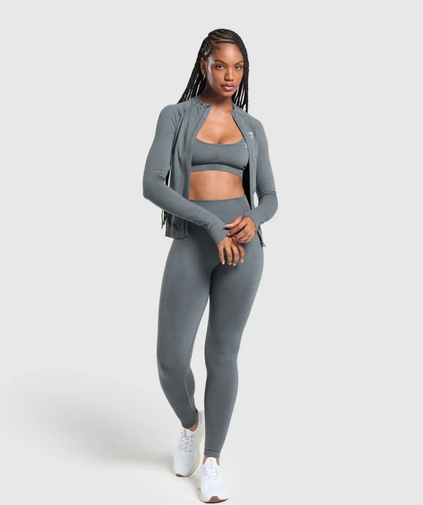 Clearance Gymshark Vital Seamless Tight Tracktop StrongGrey/Marl