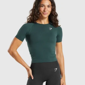 Outlet Gymshark Vital Seamless Tight T-Shirt WoodlandGreen/Marl