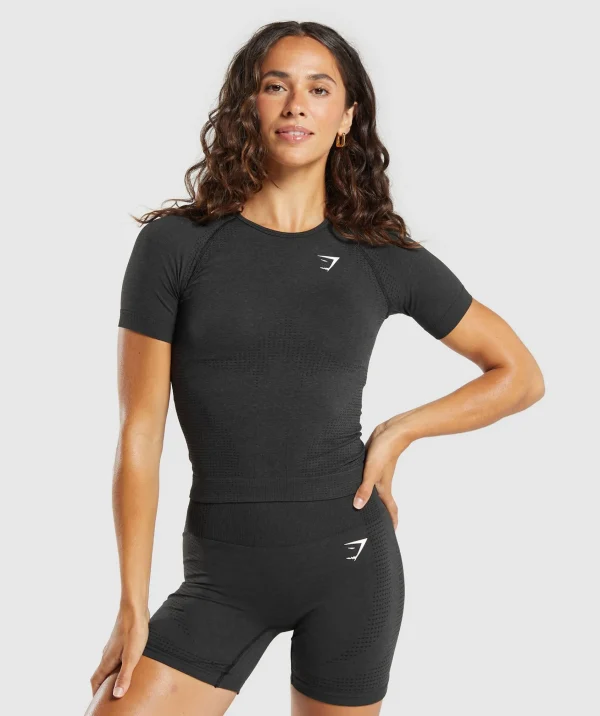 Outlet Gymshark Vital Seamless Tight T-Shirt BlackMarl