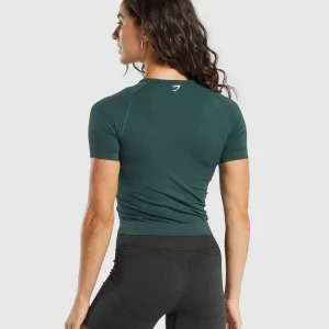 Outlet Gymshark Vital Seamless Tight T-Shirt WoodlandGreen/Marl