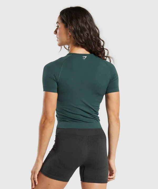 Outlet Gymshark Vital Seamless Tight T-Shirt WoodlandGreen/Marl