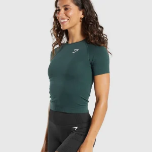 Outlet Gymshark Vital Seamless Tight T-Shirt WoodlandGreen/Marl