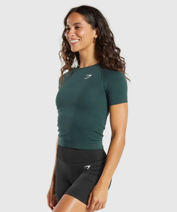 Outlet Gymshark Vital Seamless Tight T-Shirt WoodlandGreen/Marl