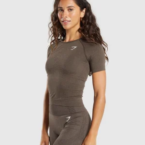 Online Gymshark Vital Seamless Tight T-Shirt PennyBrownMarl