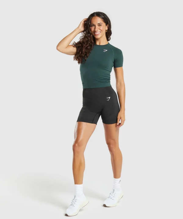 Outlet Gymshark Vital Seamless Tight T-Shirt WoodlandGreen/Marl