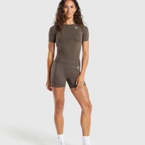 Online Gymshark Vital Seamless Tight T-Shirt PennyBrownMarl