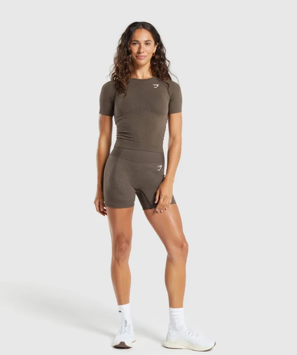 Online Gymshark Vital Seamless Tight T-Shirt PennyBrownMarl