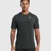 Online Gymshark Vital Seamless T-Shirt Black/MediumGreyMarl