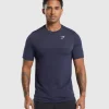 New Gymshark Vital Seamless T-Shirt Navy/LightGrey