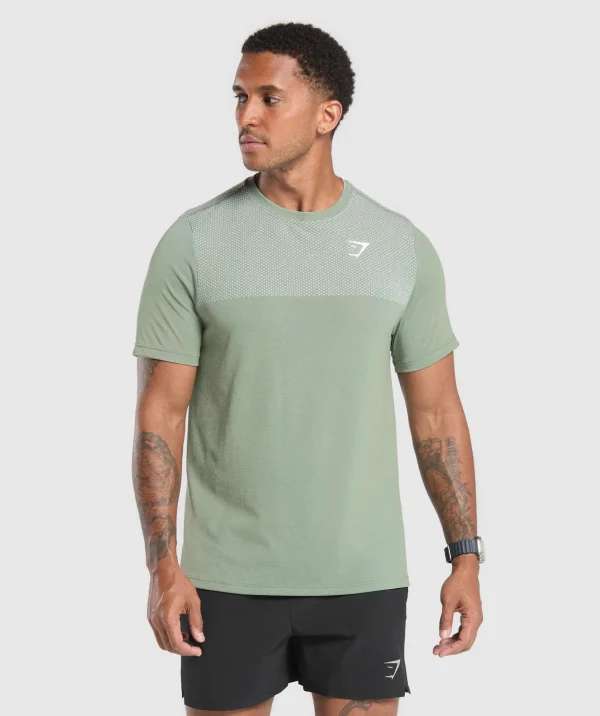 Outlet Gymshark Vital Seamless T-Shirt FadedGreen/ForceGreenMarl