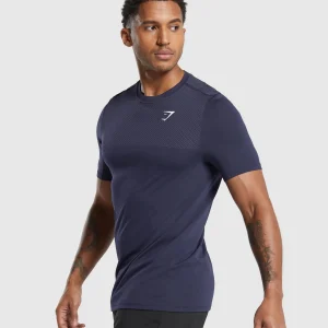 New Gymshark Vital Seamless T-Shirt Navy/LightGrey