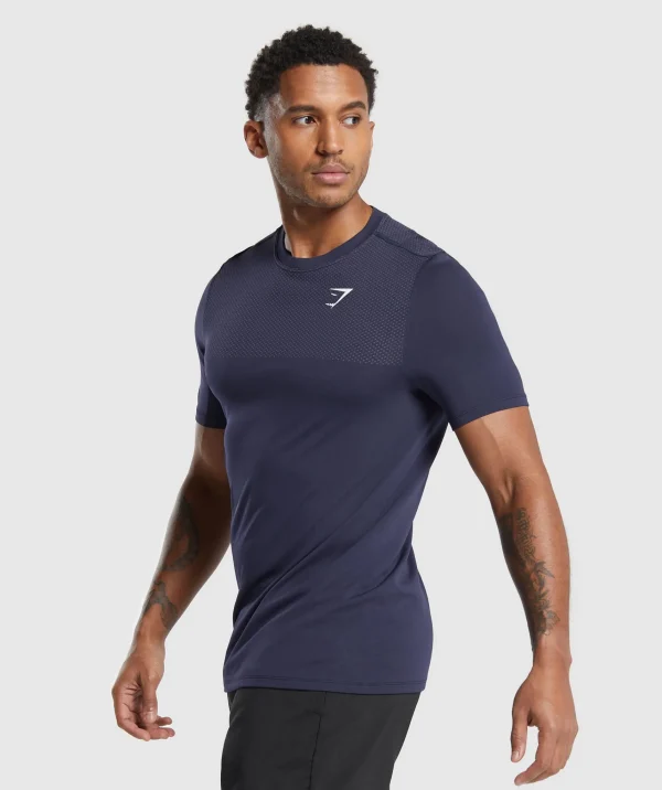 New Gymshark Vital Seamless T-Shirt Navy/LightGrey