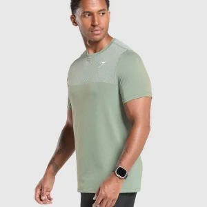 Outlet Gymshark Vital Seamless T-Shirt FadedGreen/ForceGreenMarl