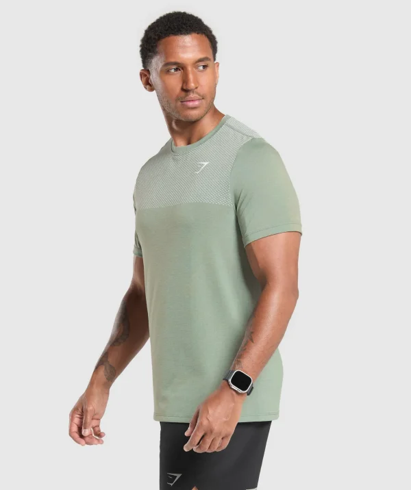 Outlet Gymshark Vital Seamless T-Shirt FadedGreen/ForceGreenMarl