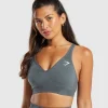 Sale Gymshark Vital Seamless V Neck Sports Bra StrongGrey/Marl