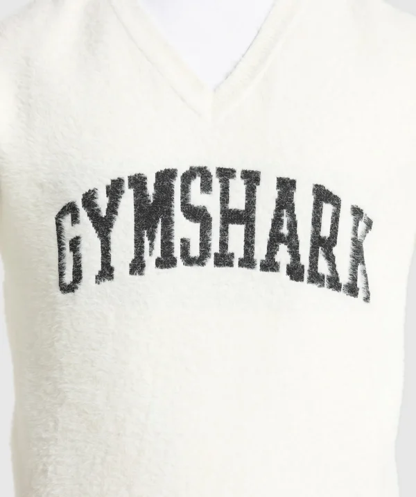 Fashion Gymshark V-Neck Knitted Jumper SkylightWhite