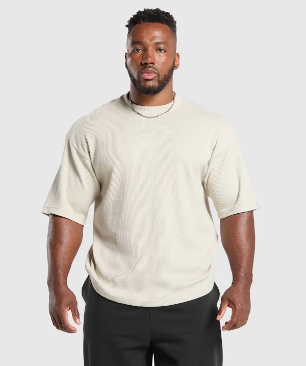 New Gymshark Waffle Oversized T-Shirt PebbleGrey