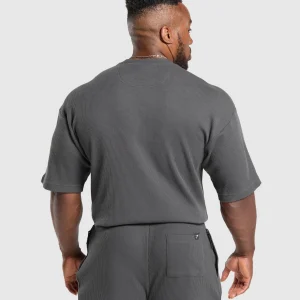 Discount Gymshark Waffle Oversized T-Shirt OnyxGrey