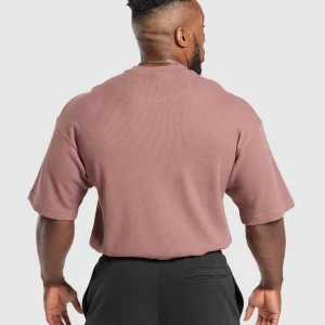 Fashion Gymshark Waffle Oversized T-Shirt BrickBrown