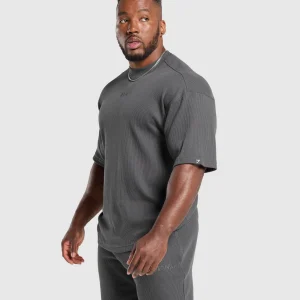 Discount Gymshark Waffle Oversized T-Shirt OnyxGrey