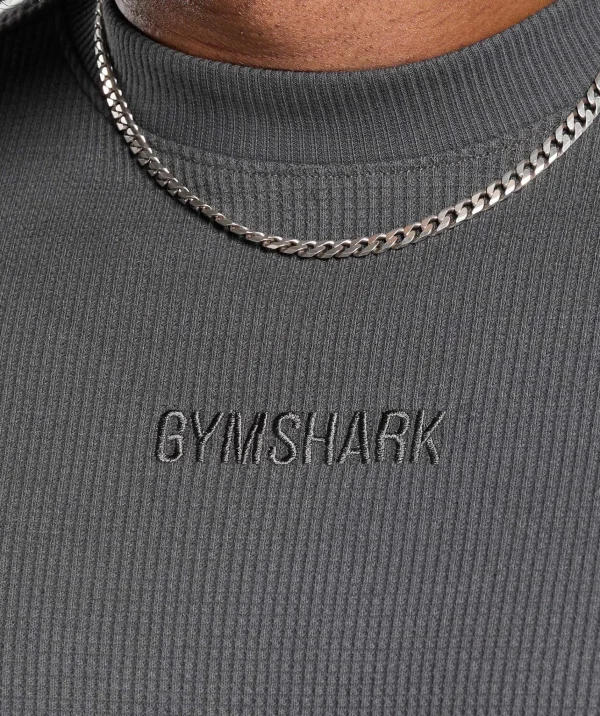 Discount Gymshark Waffle Oversized T-Shirt OnyxGrey