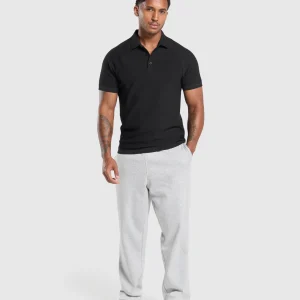 New Gymshark Waffle Polo Shirt Black