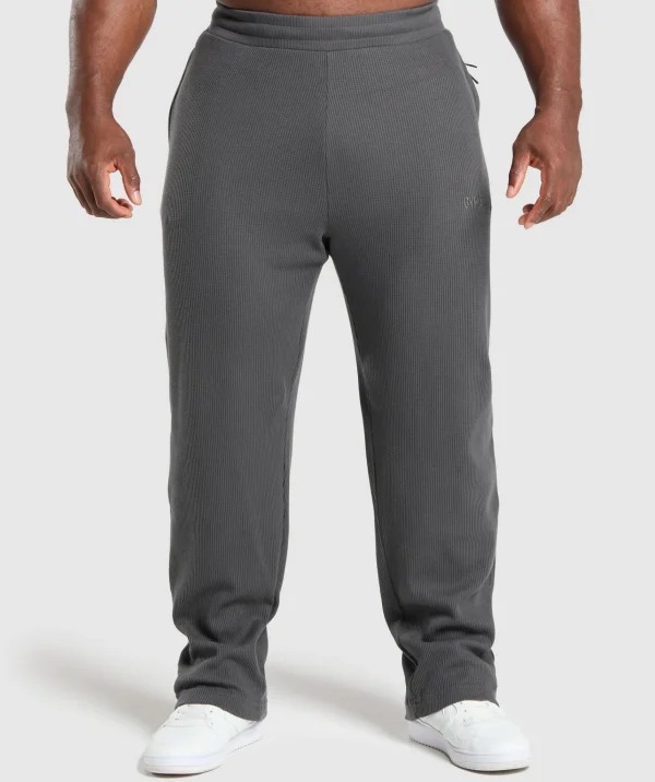 Sale Gymshark Waffle Straight Leg Joggers OnyxGrey