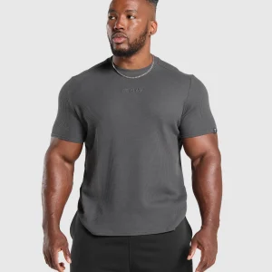 Outlet Gymshark Waffle T-Shirt OnyxGrey