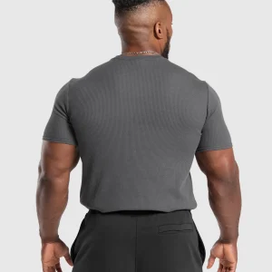 Outlet Gymshark Waffle T-Shirt OnyxGrey