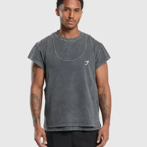 Sale Gymshark Washed Double Layer T-Shirt Black