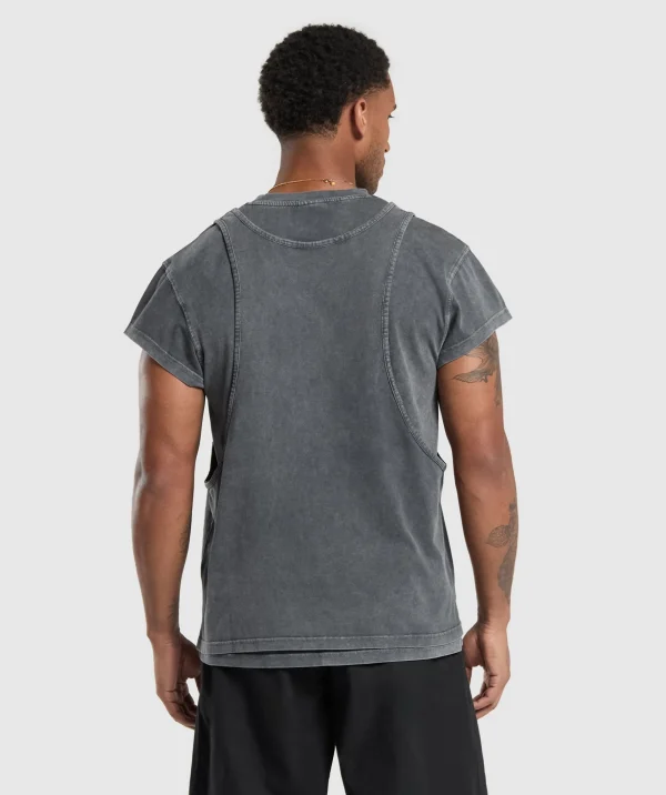 Sale Gymshark Washed Double Layer T-Shirt Black