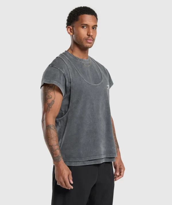 Sale Gymshark Washed Double Layer T-Shirt Black