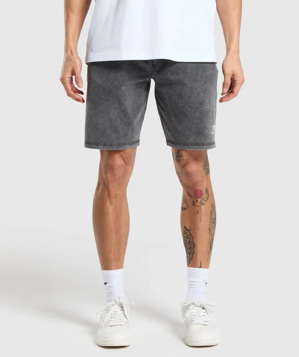 Online Gymshark Washed Jersey 9" Shorts Black