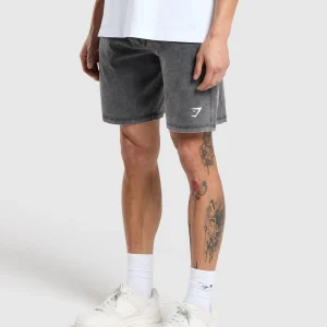 Online Gymshark Washed Jersey 9" Shorts Black