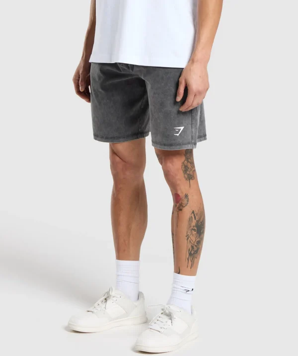 Online Gymshark Washed Jersey 9" Shorts Black