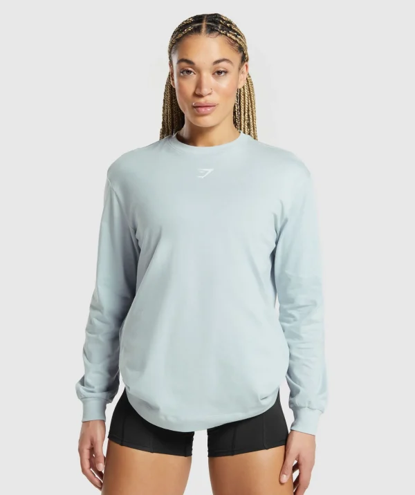 Hot Gymshark Weightlifting Long Sleeve Top FreshBlue