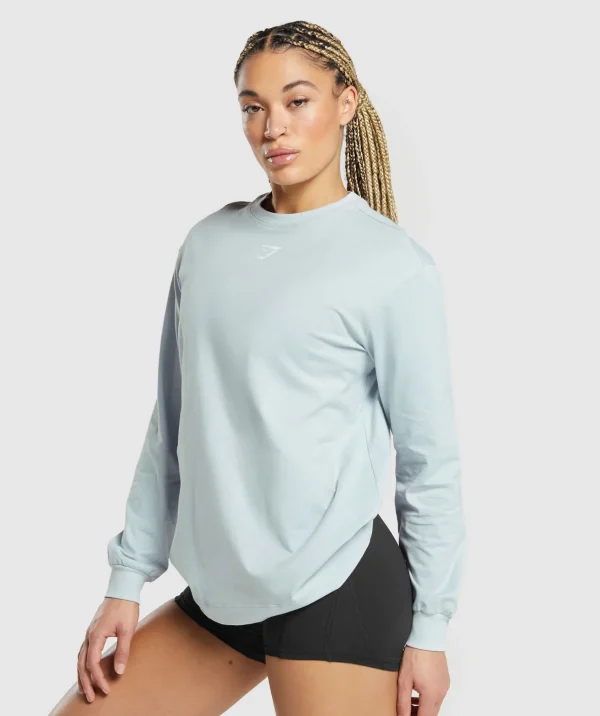 Hot Gymshark Weightlifting Long Sleeve Top FreshBlue