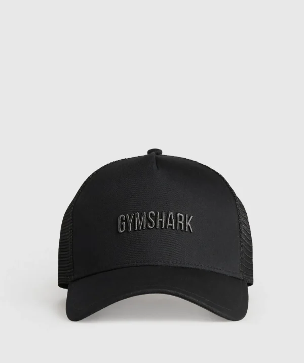 Sale Gymshark Wordmark Trucker Cap Black