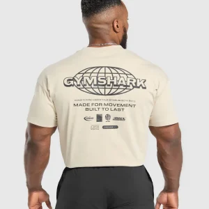 New Gymshark Worldwide T-Shirt CreamBeige