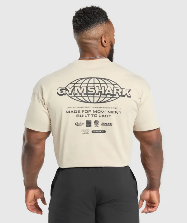 New Gymshark Worldwide T-Shirt CreamBeige