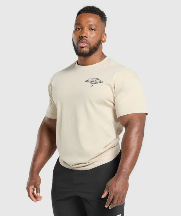 New Gymshark Worldwide T-Shirt CreamBeige