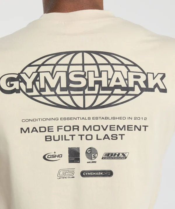 New Gymshark Worldwide T-Shirt CreamBeige