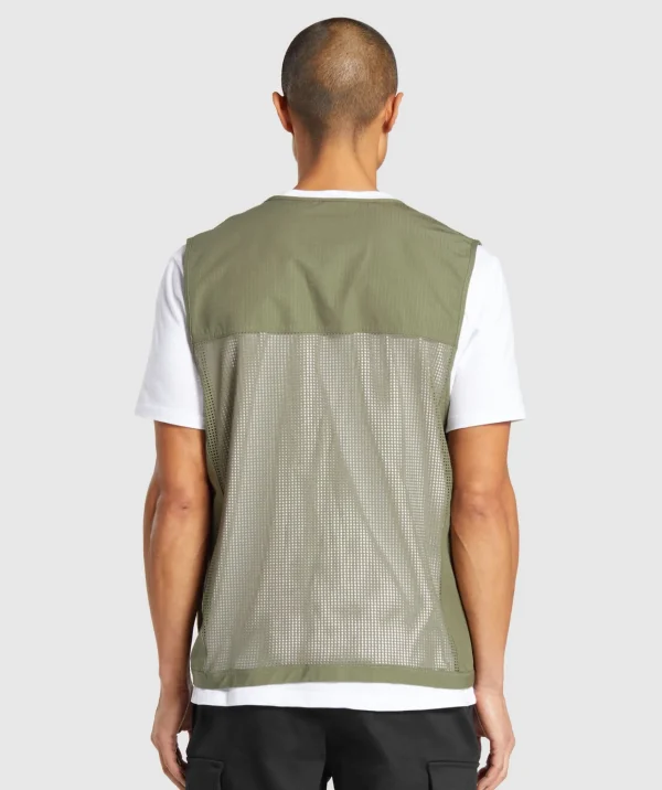 Hot Gymshark Woven Gilet UtilityGreen